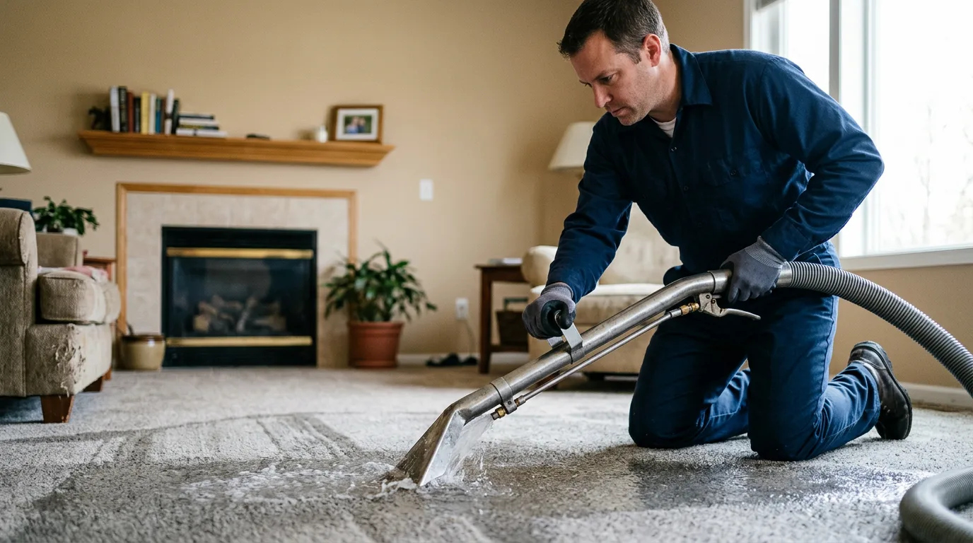 Water damage restoration technician working near Emmaus, PA